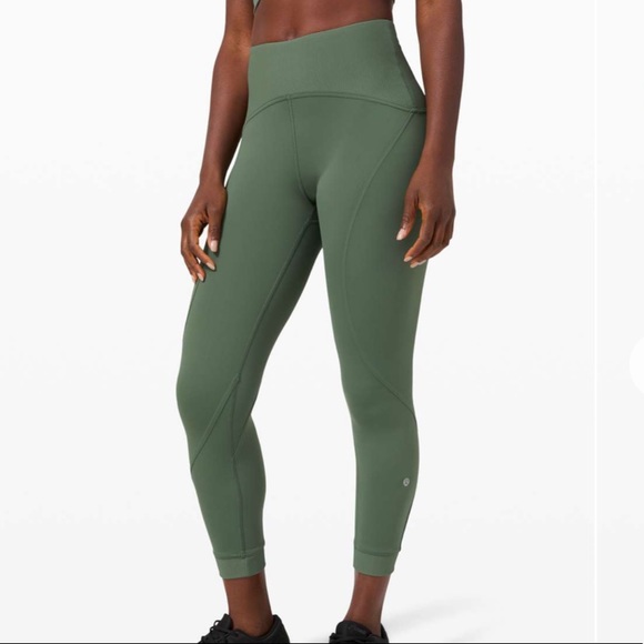 Lulu🍋 Algae Green Train Free High Rise Crop 23” Nulux size 6 - Picture 2 of 12